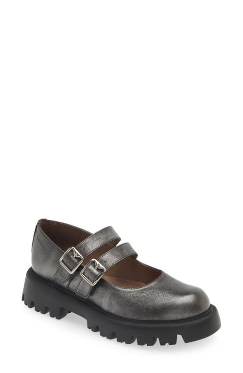 Shop Wonders Platform Mary Jane Loafer In Lead Metallic