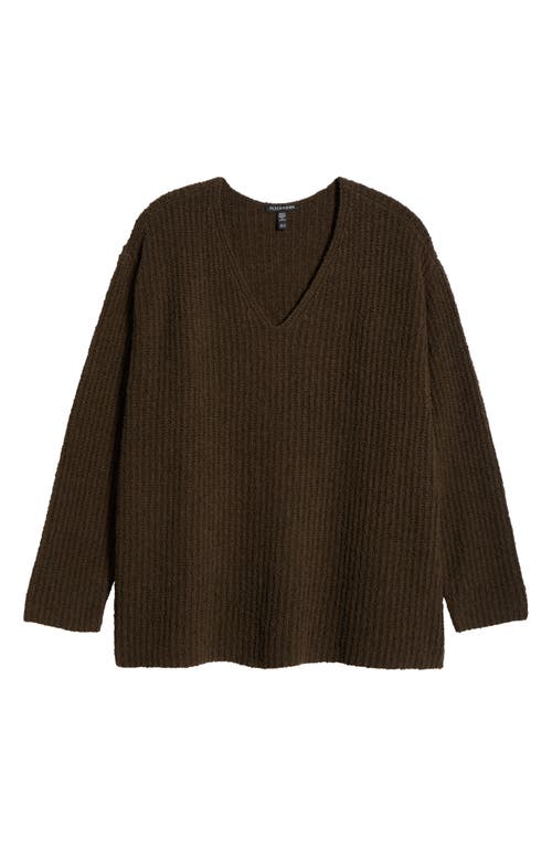 Shop Eileen Fisher V-neck Organic Cotton & Cashmere Blend Sweater In Wren