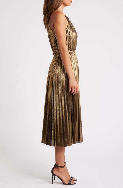 Shop Chelsea28 Metallic Pleated Cocktail Dress In Gold