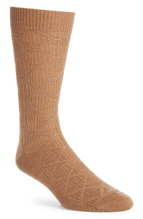 Canali Diamond Knit Wool Blend Dress Socks in Dk Beige at Nordstrom, Size Medium