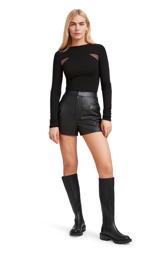 Shop Marcella Bowie Mesh Cutout Top In Black