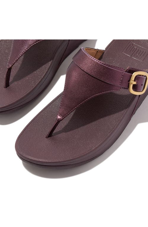 Shop Fitflop Lulu Platform Wedge Flip Flop In Metallic Mauve Wine