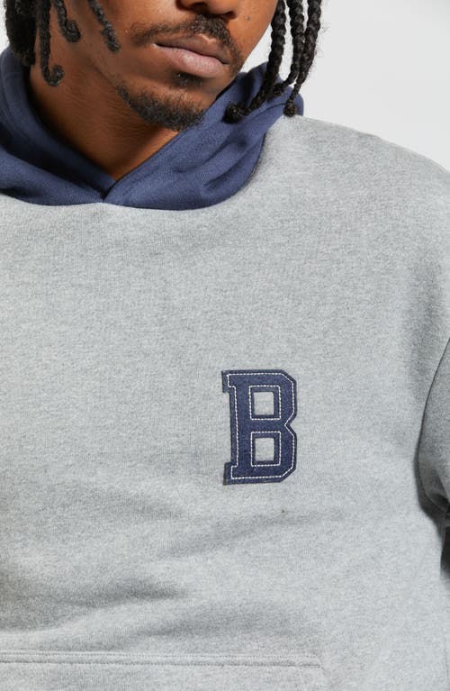 Shop Brixton Retro Heavyweight Hoodie In Heather Grey/washed Navy