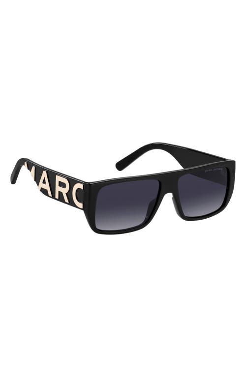 Shop Marc Jacobs 57mm Flat Top Sunglasses In Black White/grey Shaded