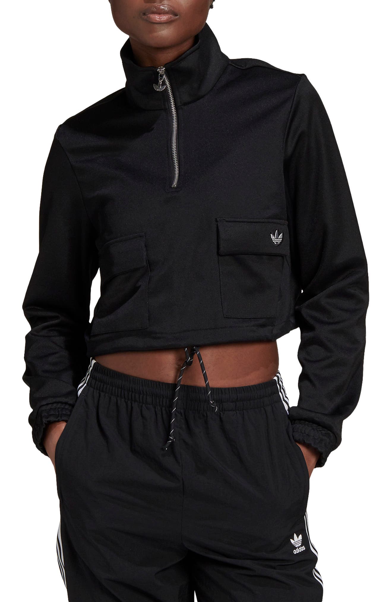 black cropped quarter zip
