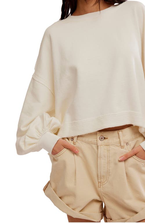 Shop Free People Trish Balloon Sleeve Sweatshirt In White