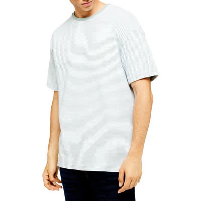 Topman Oversized Fit Ottoman Stripe T-Shirt, White