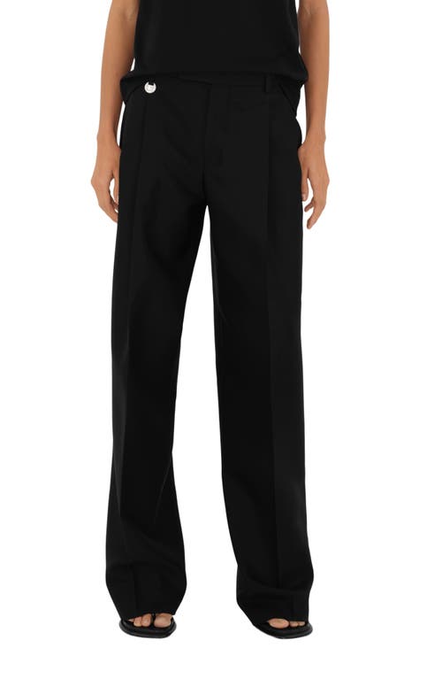 burberry Pleated Wool & Silk Wide Leg Trousers Black at Nordstrom,