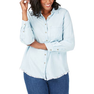 Plus Size Foxcroft Haven Tencel Lyocell Shirt, Blue