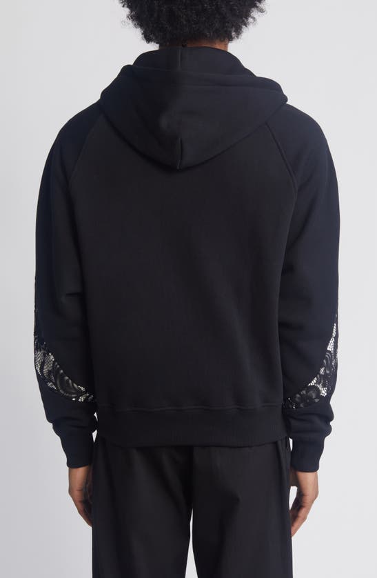 Shop Jungles Lace Inset Zip-up Hoodie In Black