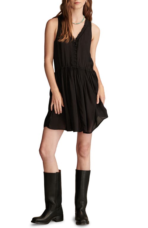 Shop Lucky Brand Ruffle Trim Sleeveless Dress In Caviar