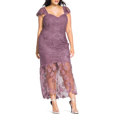 Plus Size City Chic Leonie Lace Mermaid Dress, Pink