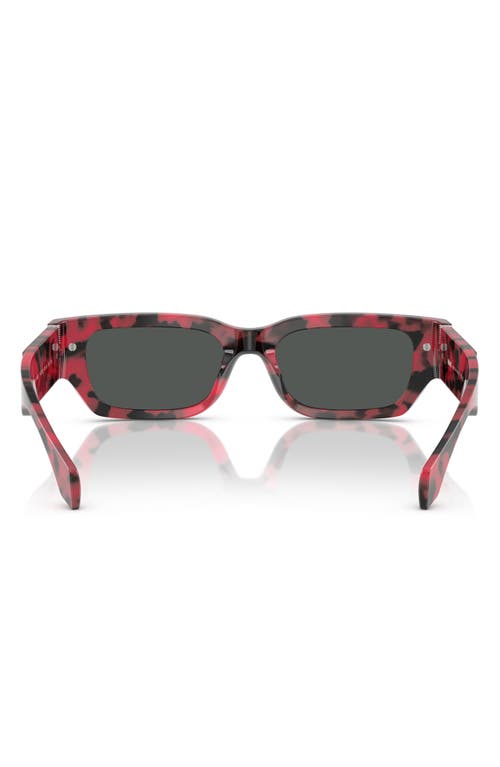 Shop Versace 53mm Plaque Rectangular Sunglasses In Top Black/red Havana