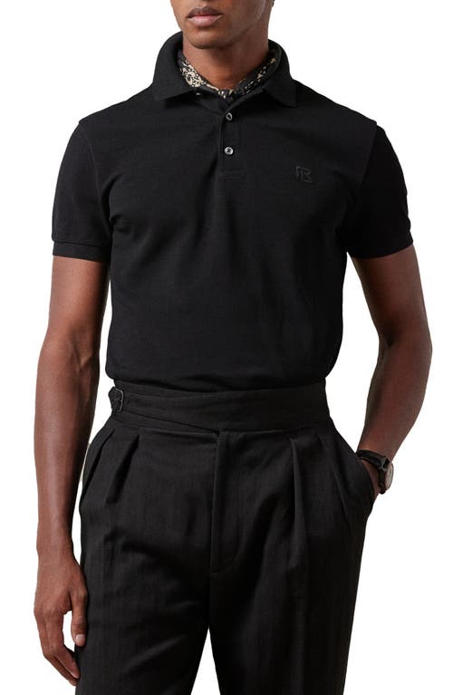 Ralph Lauren Purple Label Embroidered Logo Cotton Piqué Polo Classic Black at Nordstrom,