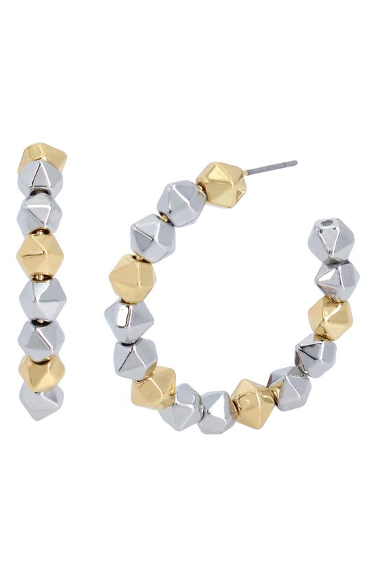 Shop Allsaints Two-tone Beaded Hoop Earrings In Gold/ Rhodium