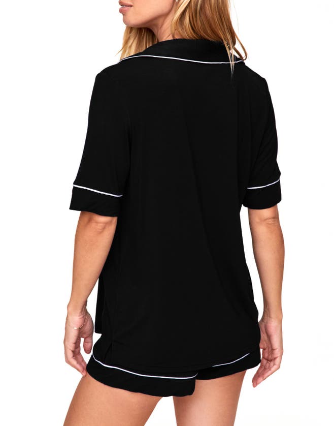 Shop Adore Me Jayne Pajama Shirt & Shorts Set In Black