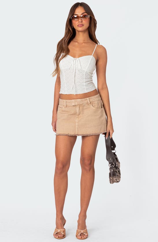 Shop Edikted Textured Tie Front Lace Camisole In White