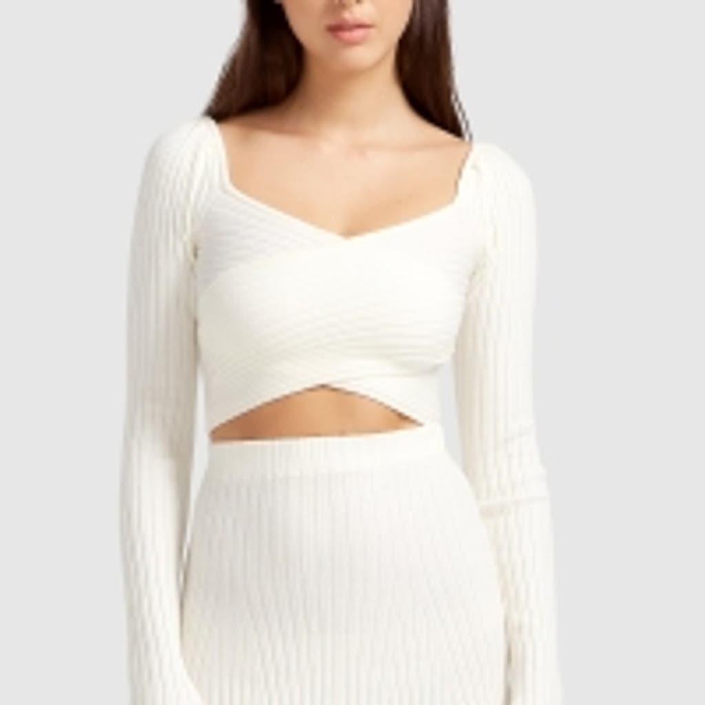 Belle & Bloom Forget Me Not Knit Crop In Cream