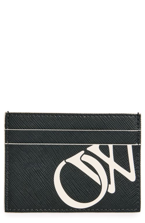 Shop Off-white Monogram Logo Leather Card Case In Black-white