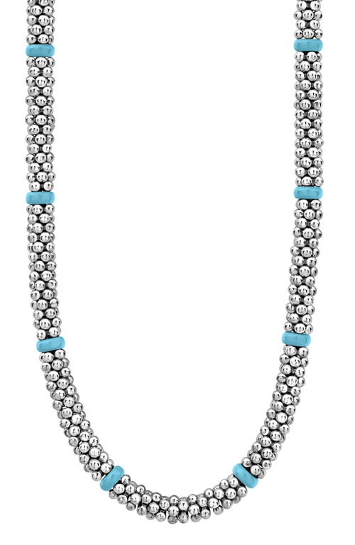 Shop Lagos Blue Caviar Ceramic Collar Necklace In Silver/blue