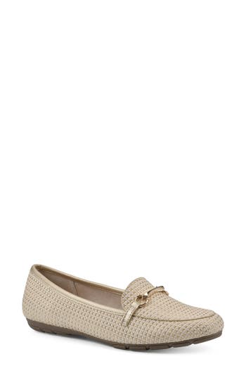 Cliffs By White Mountain Glowing Bit Loafer In Gold/ivory/raffia