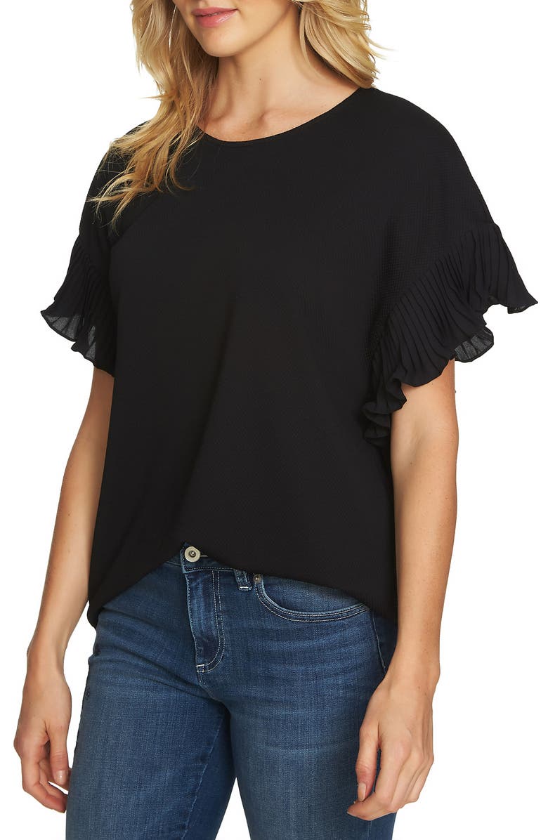 CeCe Honeycomb Knit Pleat Sleeve Shirt | Nordstrom