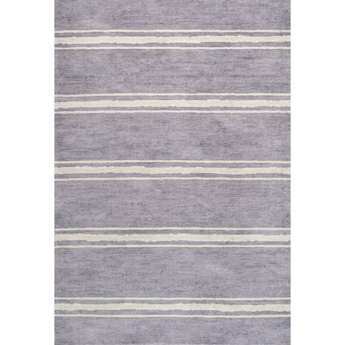 Jonathan Y Bande Distressed Ticking Stripe Machine-washable Area Rug In Lavender/ivory