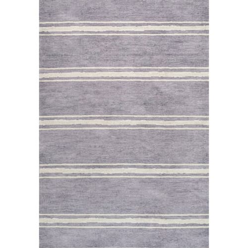 Shop Jonathan Y Bande Distressed Ticking Stripe Machine-washable Area Rug In Lavender/ivory