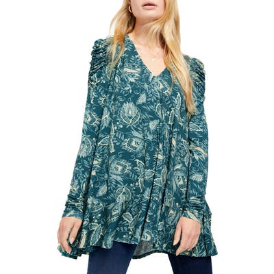 Free People Hello Lover Print Tunic, Blue/green