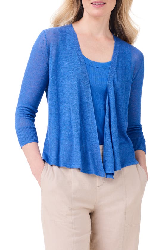 Shop Nic + Zoe Nic+zoe 4-way Linen Blend Convertible Cardigan In True Blue