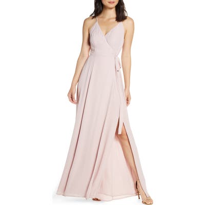 Wayf The Angelina Slit Wrap Gown, Pink