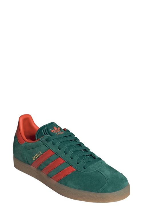 Adidas Originals Adidas Gazelle Sneaker In Green/preloved Red/gum