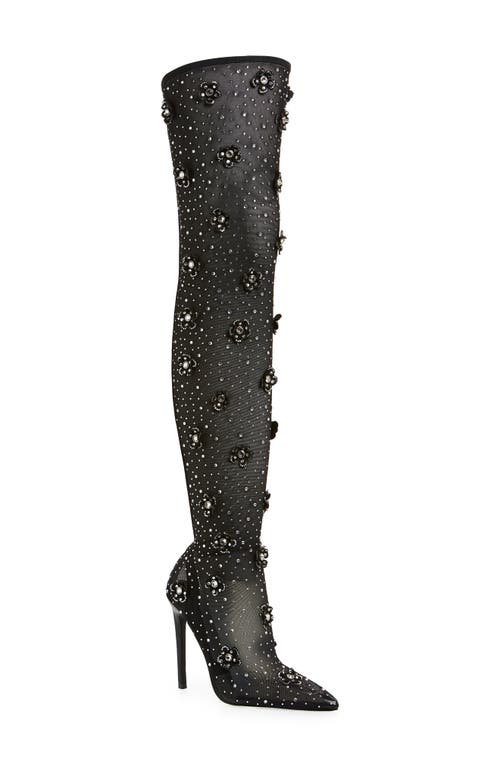 Marlowe Embellished Over the Knee Boot in Black