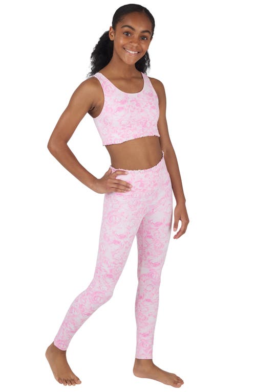 Shop Yogalicious Kids' Ruffle Sports Bra & Leggings Set In Faded Rose Sweet Lilac