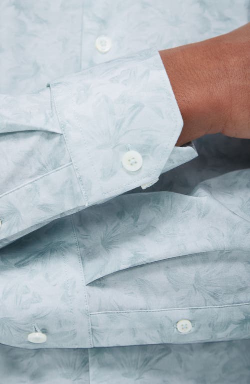 Shop Bugatchi James Ooohcotton® Floral Print Button-up Shirt In Sage