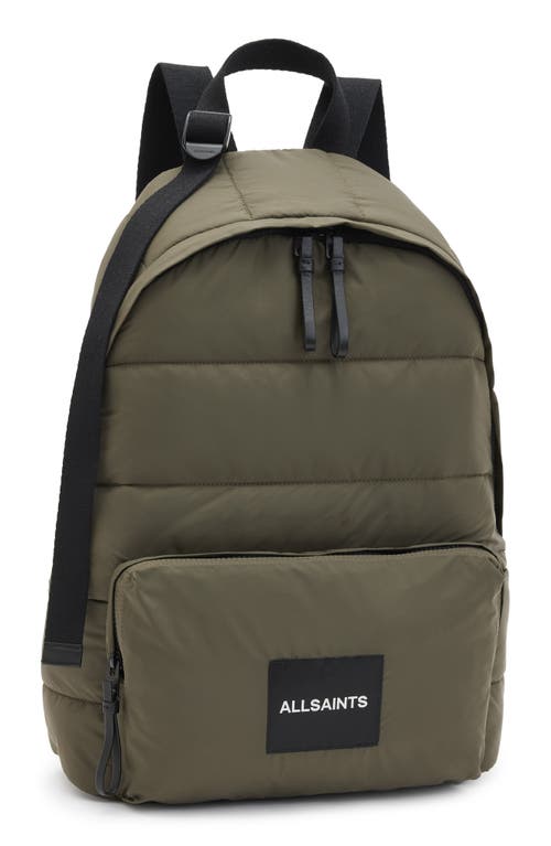 AllSaints Zone Quilted Nylon Backpack in Army Green