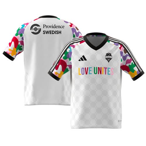 Youth adidas White Seattle Sounders FC 2023 Pride Pre-Match Top