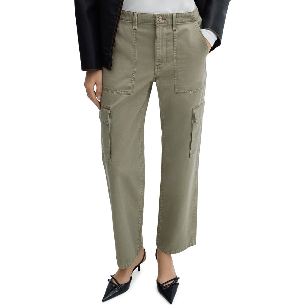 Mango Women's Pocket Cargo Jeans In Khaki Green