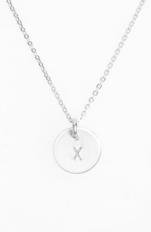 Sterling Silver Initial Mini Disc Necklace in Sterling Silver X