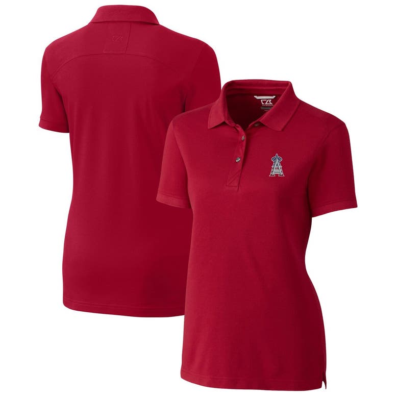 Cutter & Buck Cardinal Los Angeles Angels Americana Logo Advantage Drytec Tri-blend Pique Polo In Red