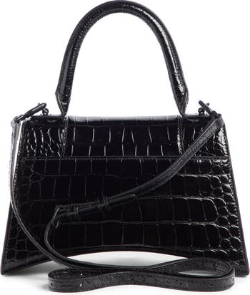 Balenciaga Extra Small Hourglass Croc Embossed Leather Top Handle