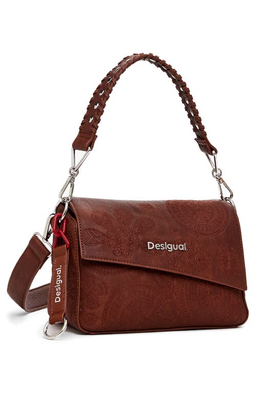 Desigual Embroidered S Handbag In Brown