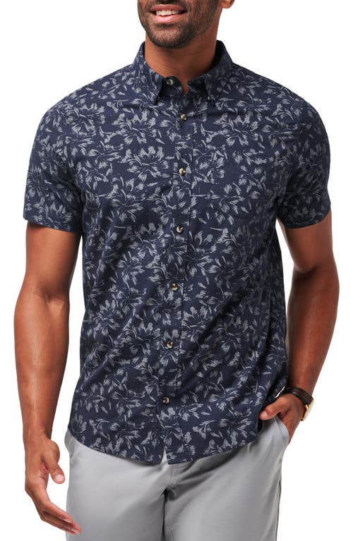 TravisMathew King Air Trim Fit Floral Short Sleeve Button-Up Shirt at Nordstrom,