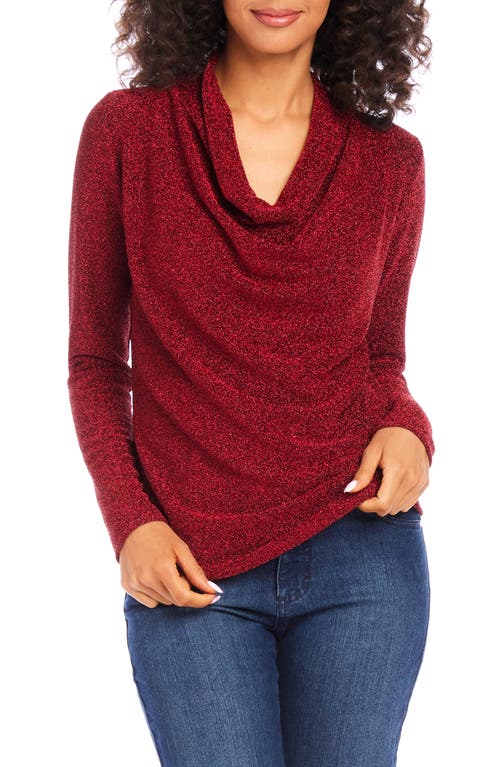 Shop Karen Kane Metallic Knit Cowl Neck Top In Print