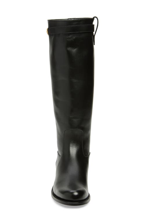 Shop Versace Medusa Knee High Boot In Black- Gold