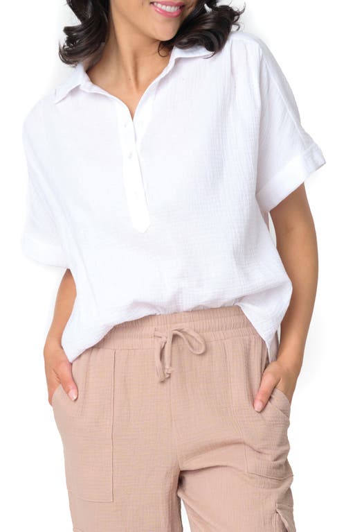 Shop Gibsonlook All Day Cotton Gauze Popover Shirt In Salt