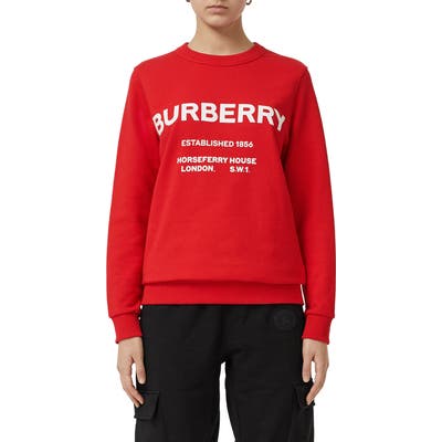 Burberry Harlow Horseferry Print Cotton Sweatshirt, Red