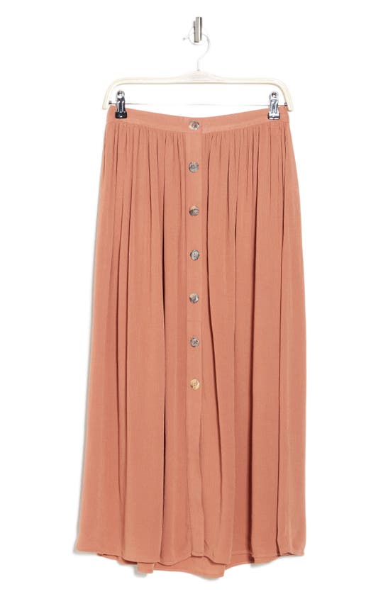 Dr2 By Daniel Rainn Button Front Midi Skirt In Blush Taup