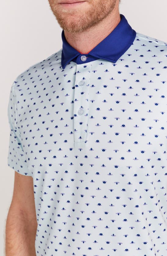 Shop Redvanly Ryder Lotus Print Polo In Breeze