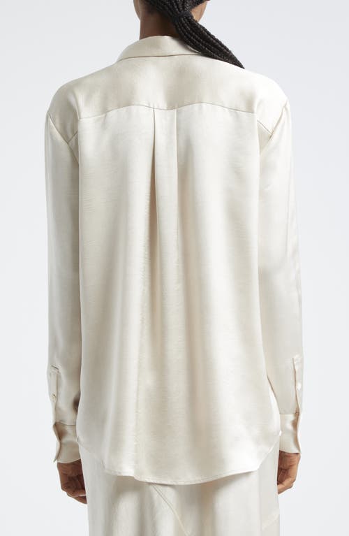 Shop Atm Anthony Thomas Melillo Crinkle Satin Button-up Shirt In Vanilla Mist